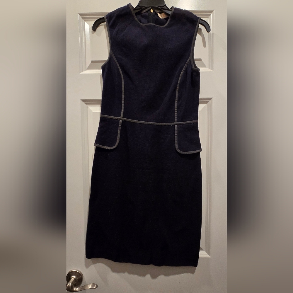 Elegant Black Dress with Gray Trim